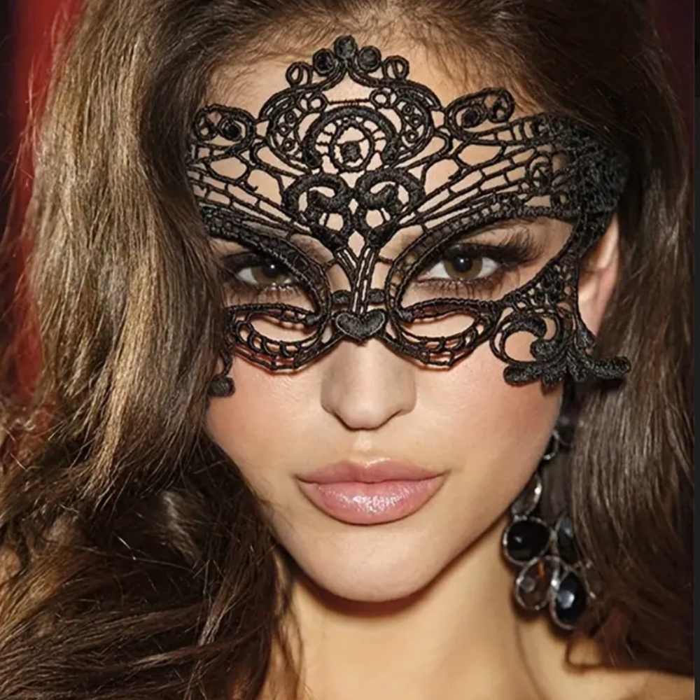 Sexy Black Masquerade Eye Mask Embroidered NEW